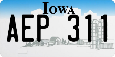 IA license plate AEP311