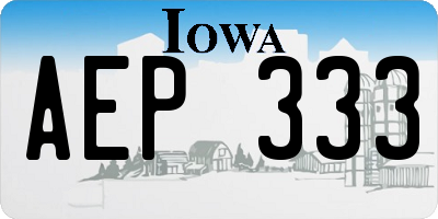 IA license plate AEP333