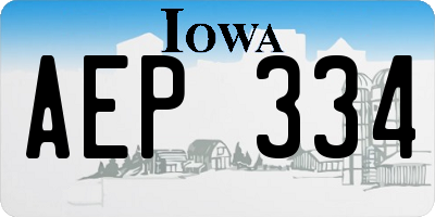 IA license plate AEP334