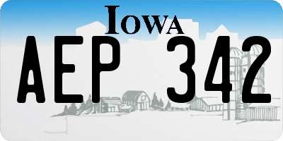 IA license plate AEP342