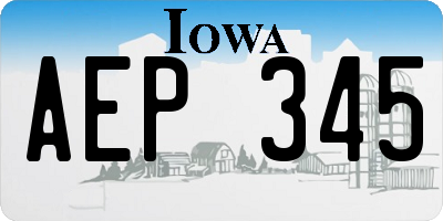 IA license plate AEP345