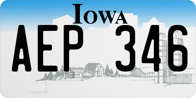 IA license plate AEP346