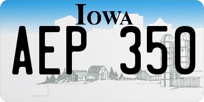 IA license plate AEP350