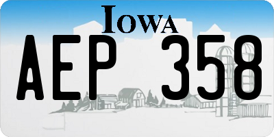 IA license plate AEP358