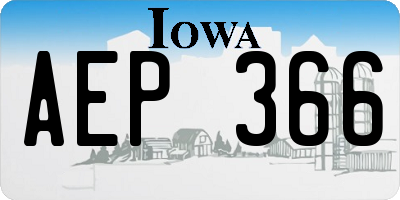 IA license plate AEP366