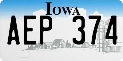 IA license plate AEP374