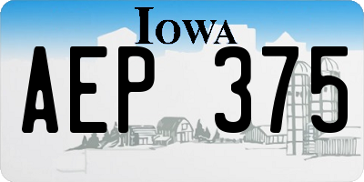 IA license plate AEP375