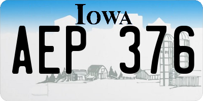 IA license plate AEP376