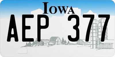 IA license plate AEP377