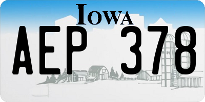 IA license plate AEP378