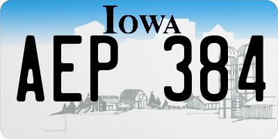 IA license plate AEP384