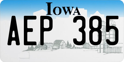 IA license plate AEP385