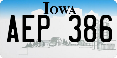 IA license plate AEP386