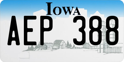 IA license plate AEP388