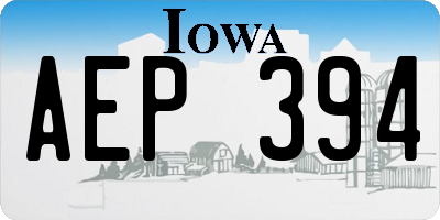 IA license plate AEP394