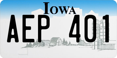 IA license plate AEP401
