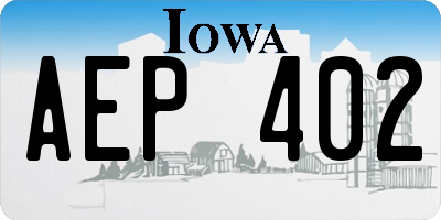 IA license plate AEP402
