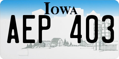 IA license plate AEP403