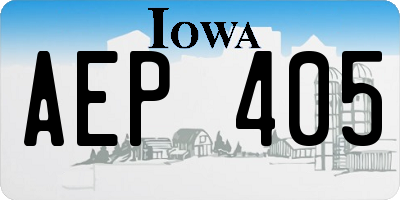 IA license plate AEP405