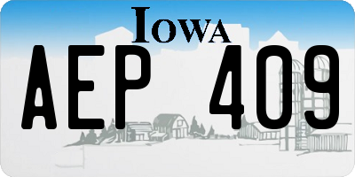IA license plate AEP409