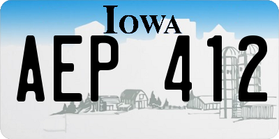 IA license plate AEP412