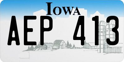 IA license plate AEP413