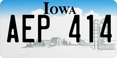 IA license plate AEP414