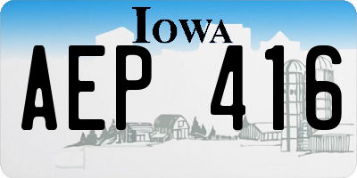 IA license plate AEP416