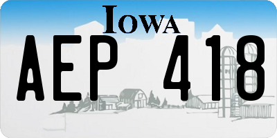 IA license plate AEP418