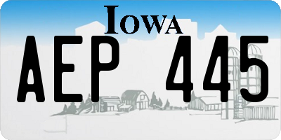 IA license plate AEP445