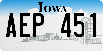IA license plate AEP451