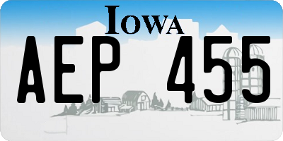 IA license plate AEP455