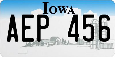IA license plate AEP456