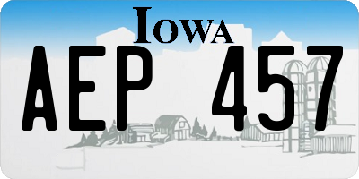 IA license plate AEP457