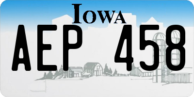 IA license plate AEP458