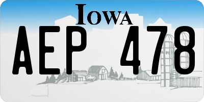 IA license plate AEP478