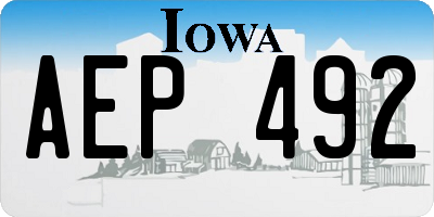 IA license plate AEP492