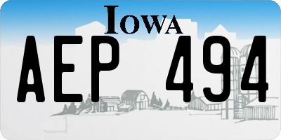 IA license plate AEP494