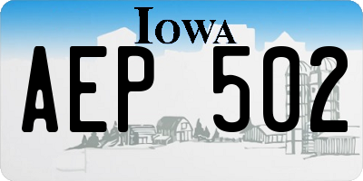 IA license plate AEP502