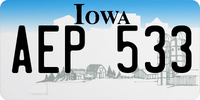 IA license plate AEP533
