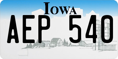 IA license plate AEP540