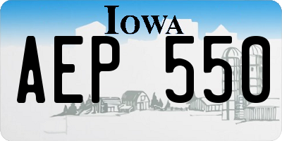 IA license plate AEP550