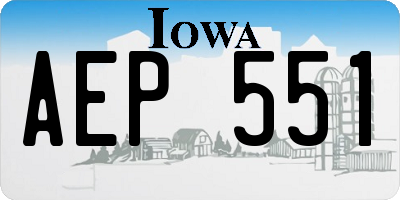 IA license plate AEP551