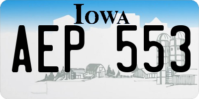 IA license plate AEP553