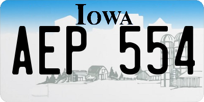 IA license plate AEP554