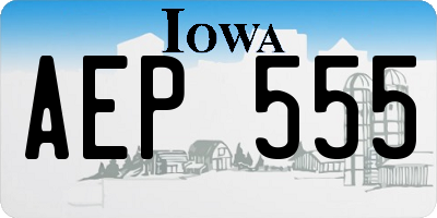 IA license plate AEP555