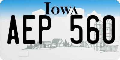 IA license plate AEP560