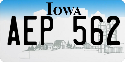 IA license plate AEP562