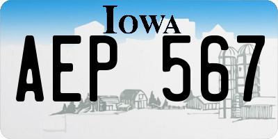 IA license plate AEP567