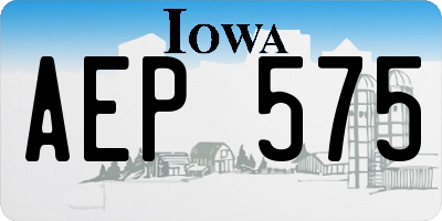 IA license plate AEP575